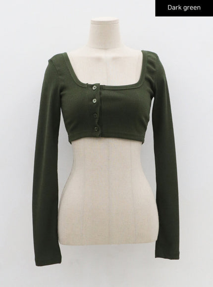 Side Button Knit Crop Top CO13