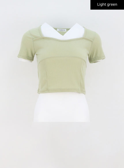 Heart Neck Cropped Tee CA320