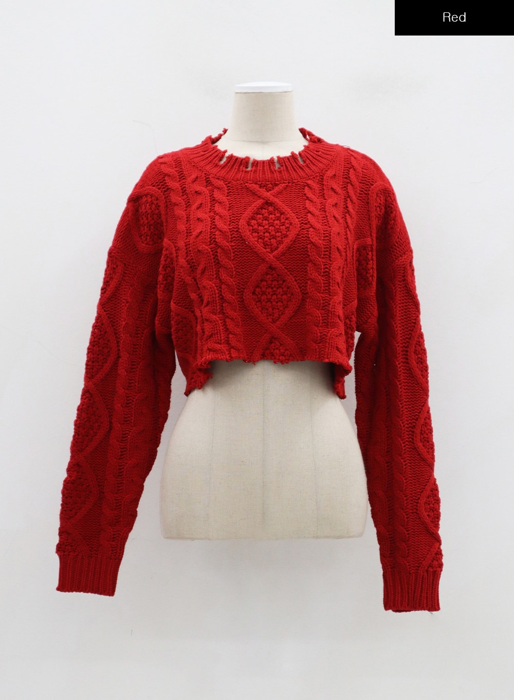 Cable Knit Ripped Cropped Sweater BJ320