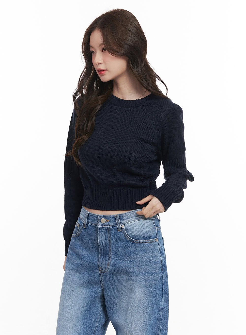 Buttoned Crop Sweater CM512