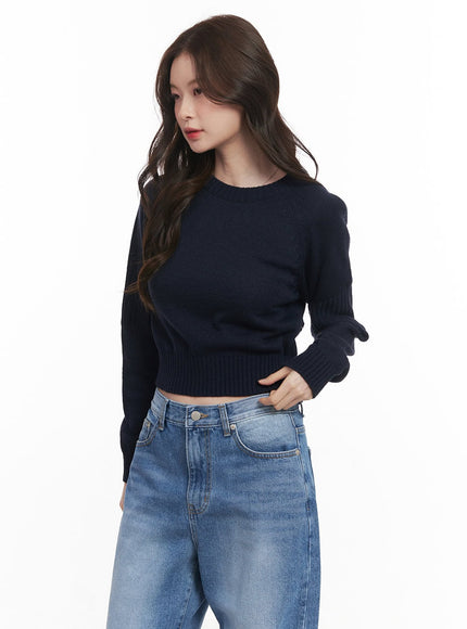 Buttoned Crop Sweater CM512