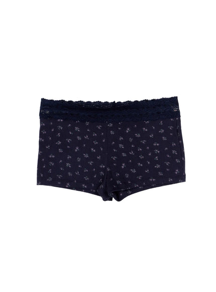 floral-lace-trim-micro-shorts-ca520 / Dark blue