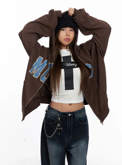 comfort-fit-graphic-hoodie-zip-up-cs522 / Dark brown