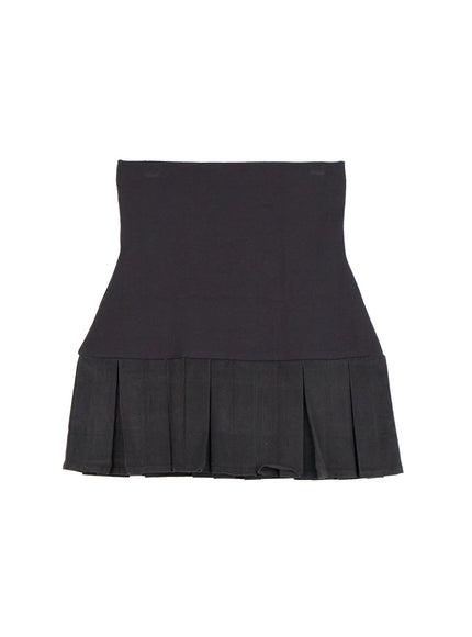 cotton-pleated-mini-skirt-cn425 / Dark gray