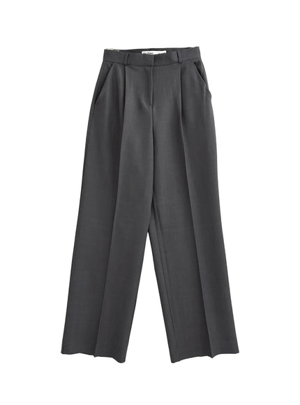 classic-pintuck-tailored-pants-co530 / Dark gray
