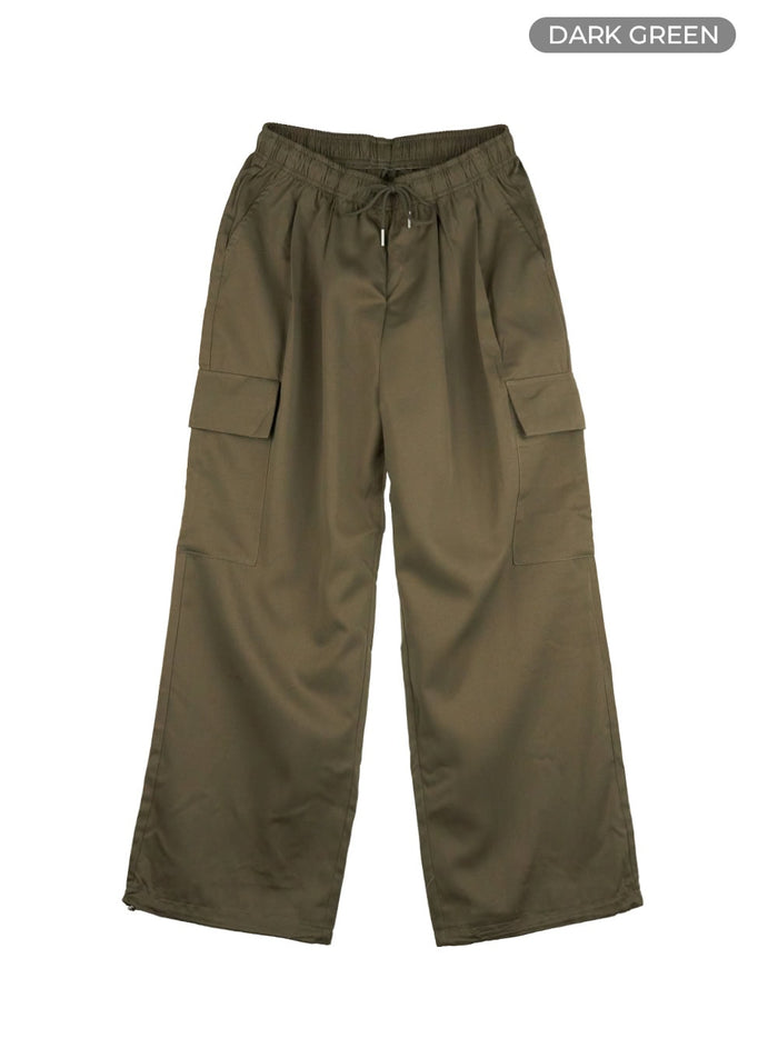 drawstring-cargo-pants-cu417 / Dark green