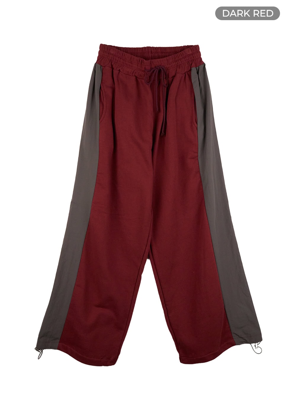 banded-mixed-color-nylon-sweatpants-cs420 / Dark red