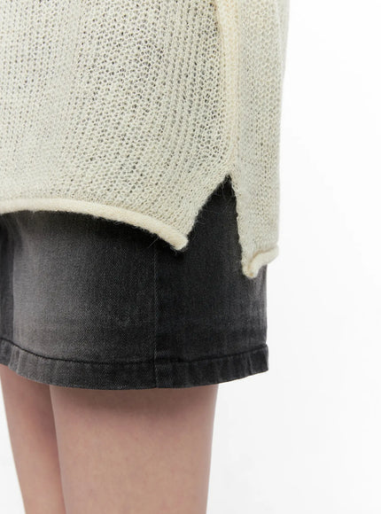 Oversized Boat Neck Knit Sweater CN504