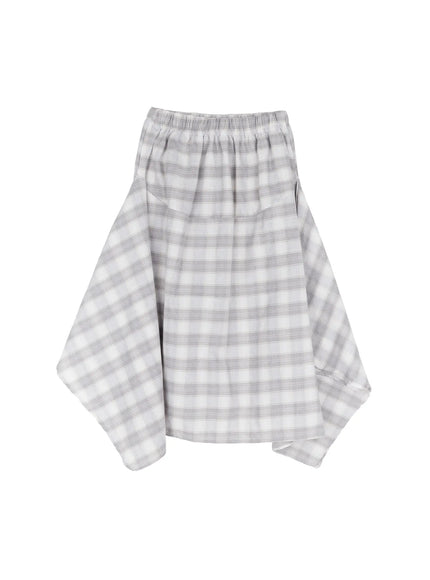 Asymmetric Plaid Midi Skirt CF506