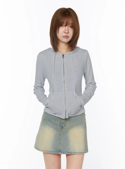 slim-fit-zip-up-hoodie-cy527 / Gray