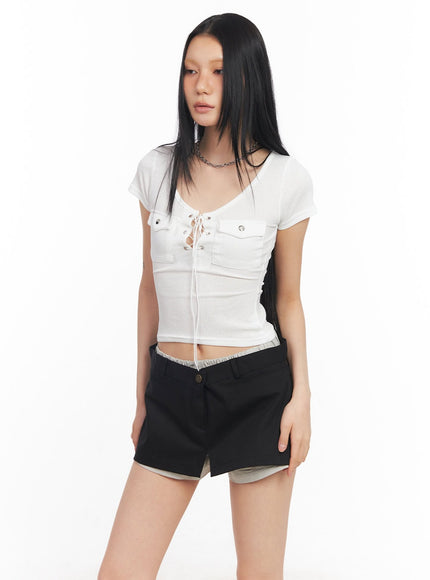 pocket-eyelet-crop-top-cy528 / White