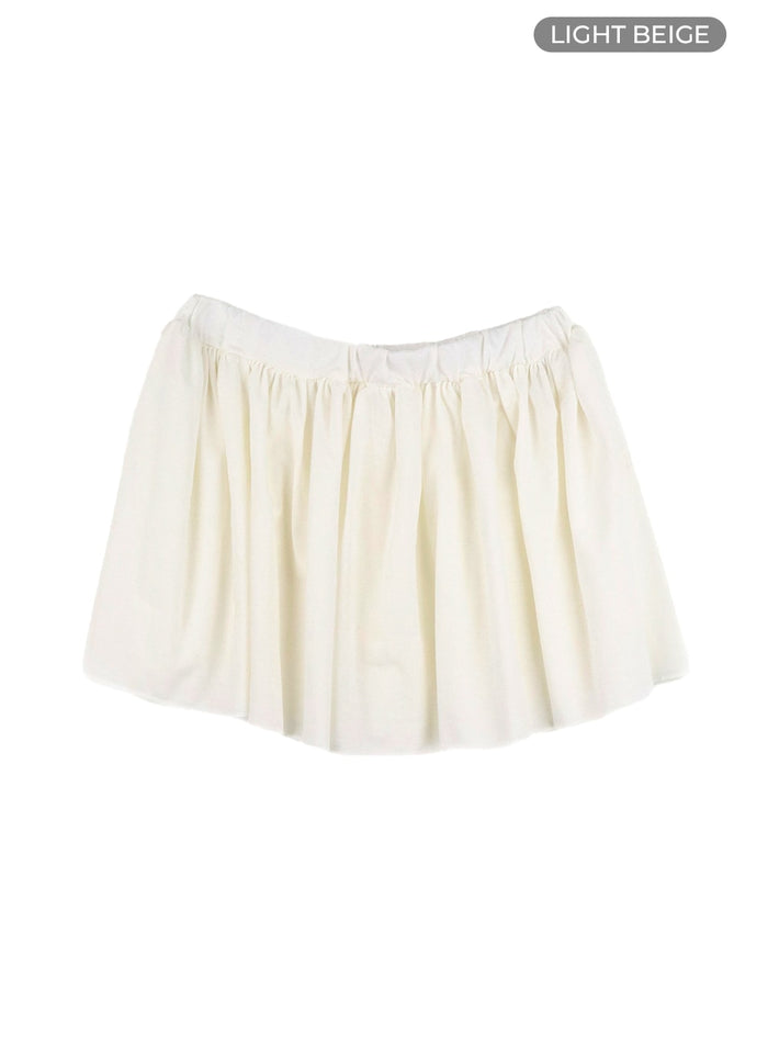 flare-banded-mini-skirt-cm425 / Light beige