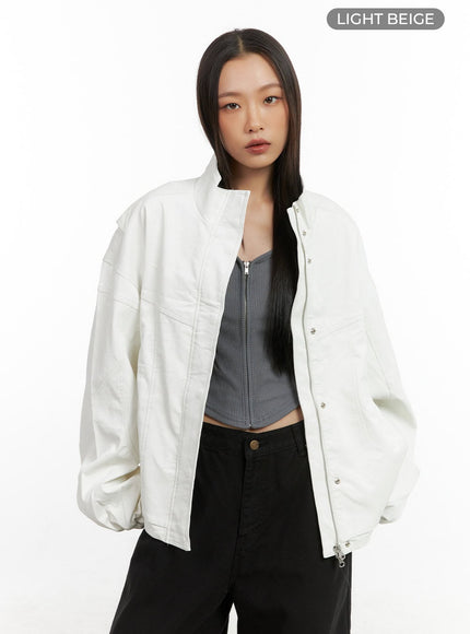 washed-faux-leather-jacket-co424 / Light beige