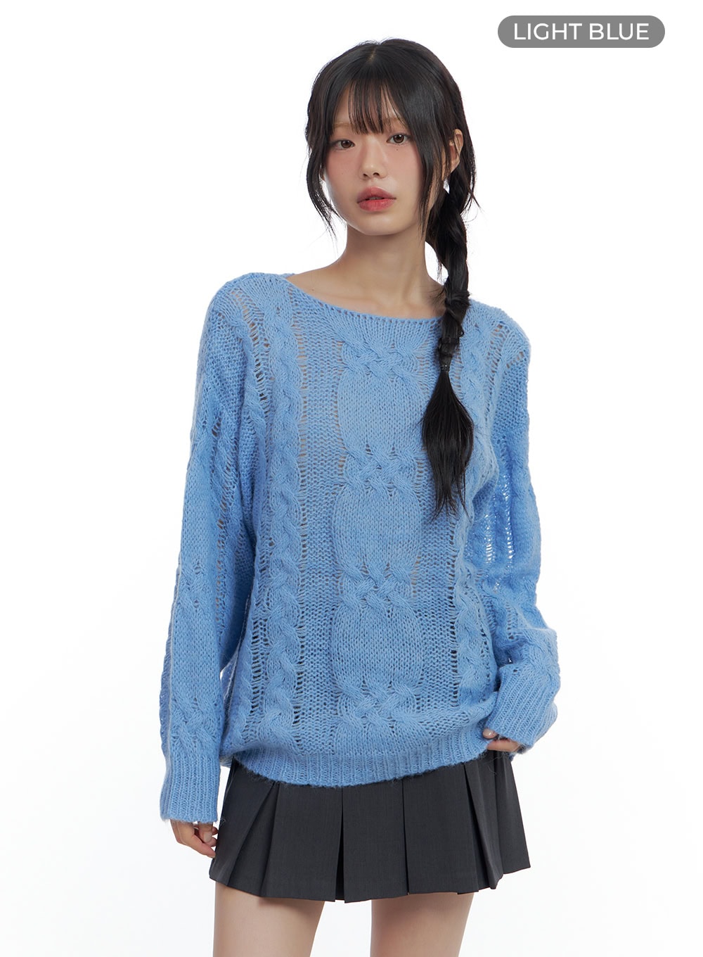 boat-neck-sheer-knit-top-cs420 / Light blue