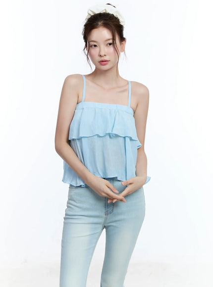 sheer-ruffle-cami-top-cu513 / Light blue
