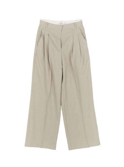 Pintuck Wide-Fit Slacks Pants CM511
