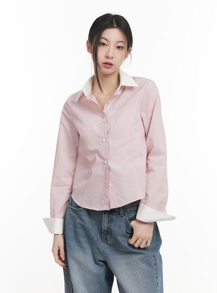 Slim-Fit Collared Striped Button Down CF514