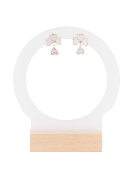 clover-drop-earrings-f502 / Rose gold