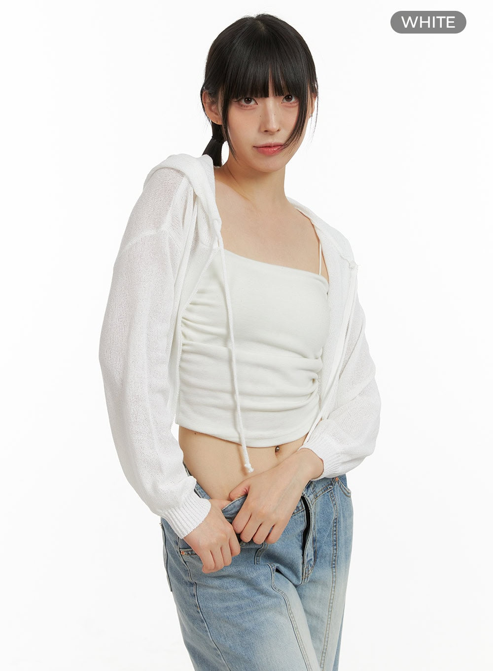 summer-zip-up-hooded-crop-top-cu424 / White
