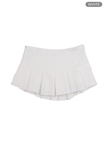 low-rise-pleated-mini-skirt-co410 / White