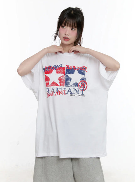 oversized-star-graphic-vintage-t-shirt-cl507 / White