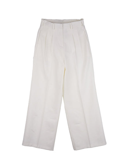 pintuck-wide-fit-slacks-cf504 / White