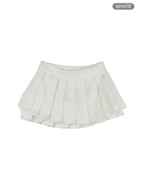 pleated-layered-mini-skirt-cl426 / White