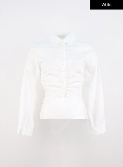 ruched-crop-shirt-io317 / White