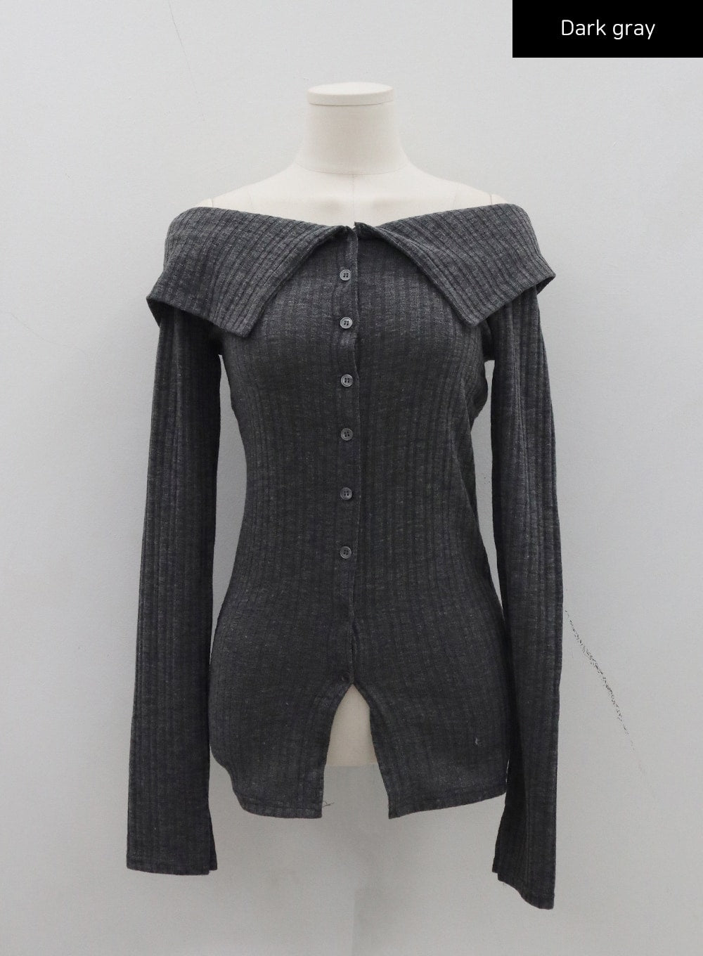 Slim Fit Button Off-Shoulder Knit Top CD19