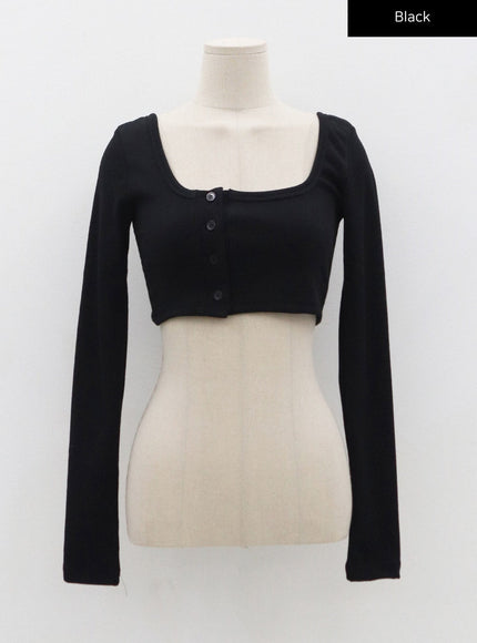 Side Button Knit Crop Top CO13