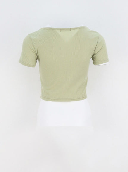 Heart Neck Cropped Tee CA320