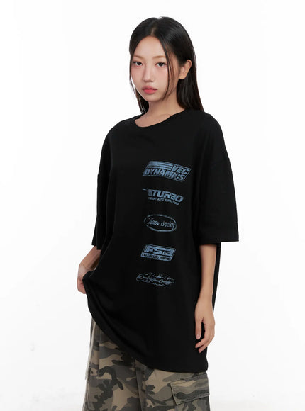 oversized-graphic-tee-cl521 / Black