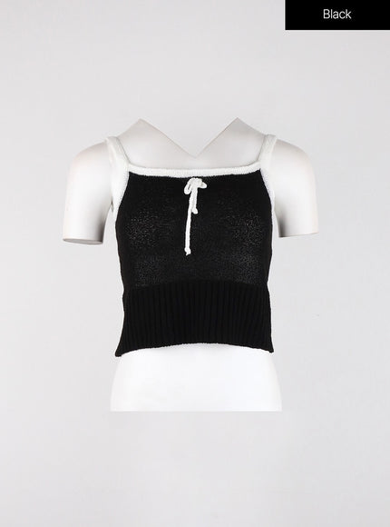 balletcore-ribbon-crop-tank-top-od327 / Black