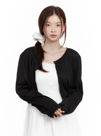 everyday-buttoned-long-sleeve-cardigan / Black