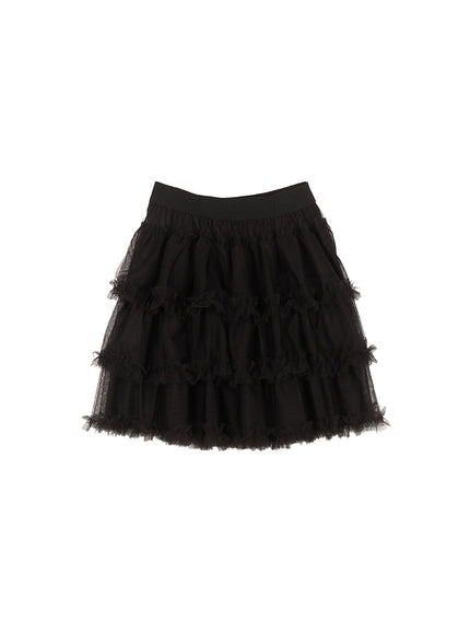 Tiered Ruffle Tulle Midi Skirt CM528