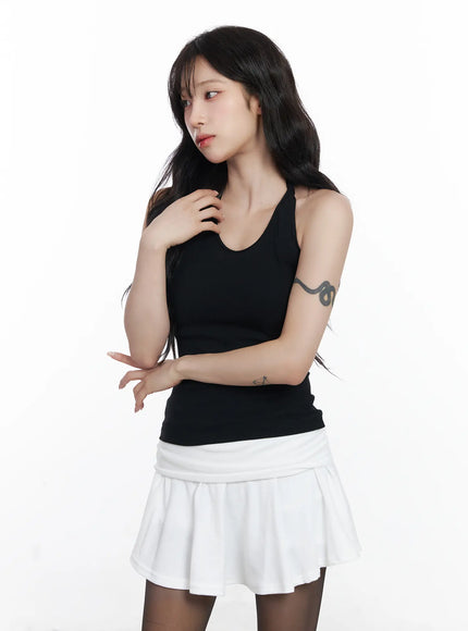 basic-halter-neck-sleeveless-top-cj527 / Black