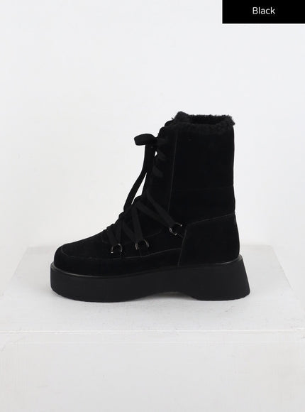 lace-up-suede-platform-boots-cd318 / Black