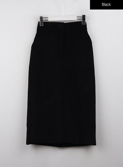 corduroy-high-waist-solid-maxi-skirt-oj415 / Black