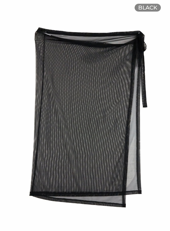 mesh-maxi-wrap-skirt-cu428 / Black