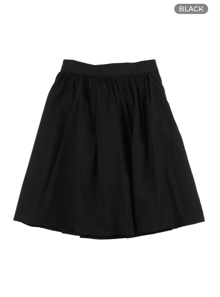 flare-banded-midi-skirt-oa405 / Black
