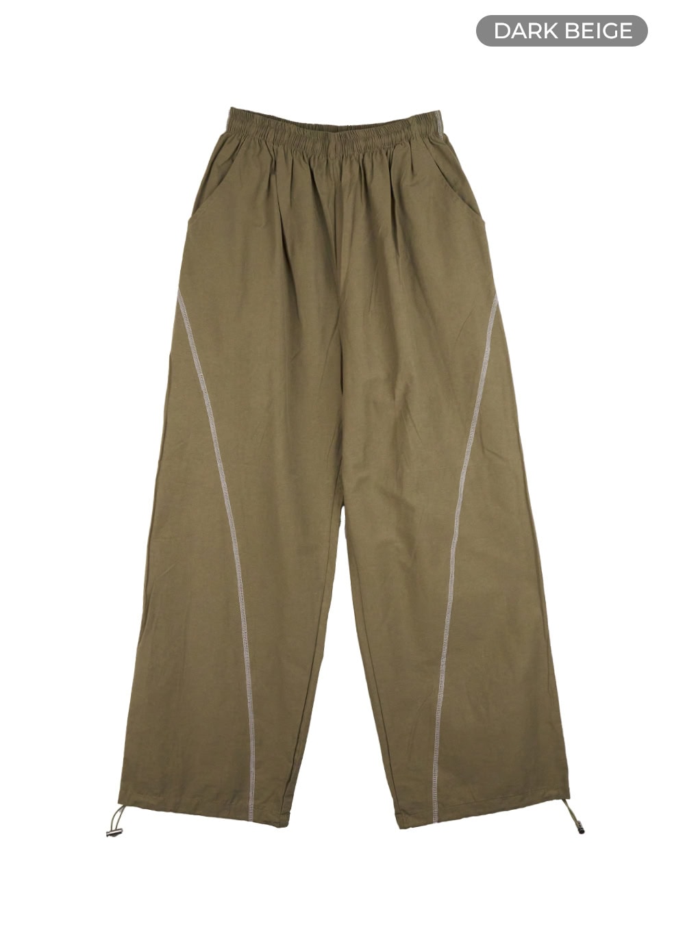 stitched-wide-leg-slit-pants-co402 / Dark beige