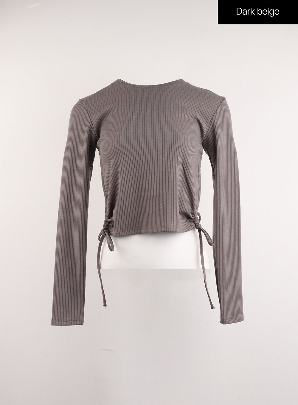 round-neck-glitter-backless-long-sleeve-cj412 / Dark beige