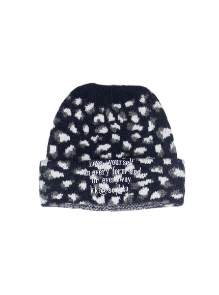 graphic-print-beanie-cj527 / Dark blue