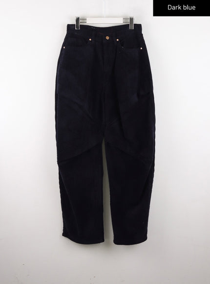 corduroy-pintuck-wide-leg-pants-cd307 / Dark blue