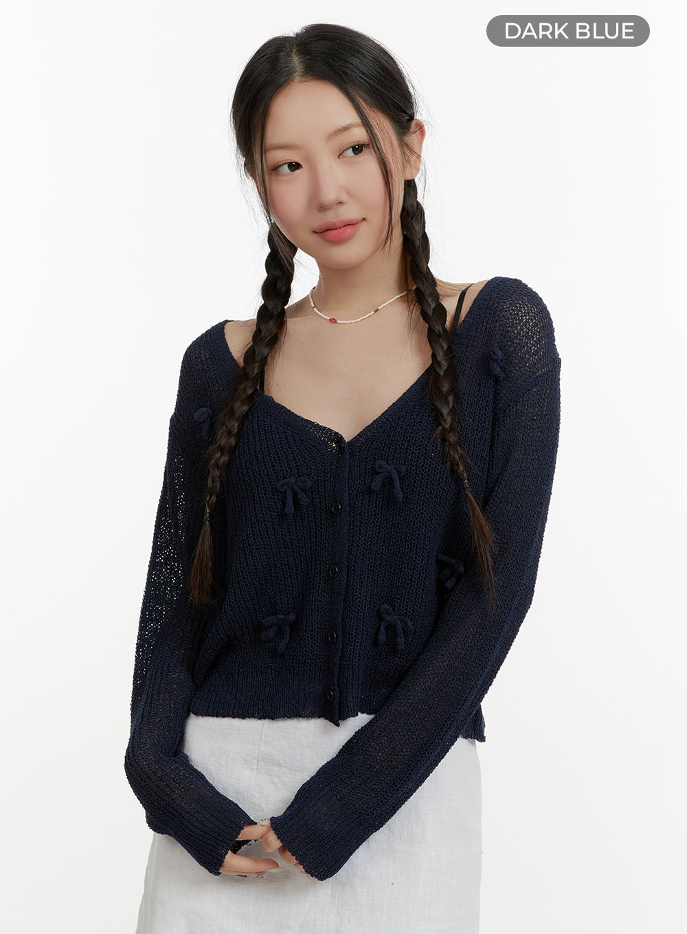 sheer-bowknot-cardigan-oy413 / Dark blue