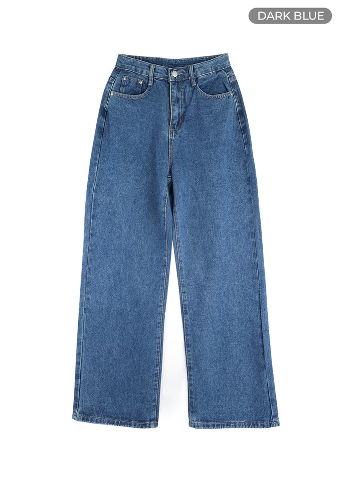 bluebelle-washed-straight-jeans-om408 / Dark blue