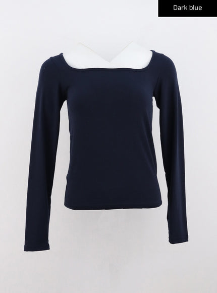 basic-square-neck-t-shirt-co313 / Dark blue