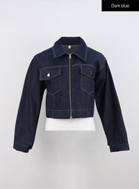 stitched-collar-jacket-on321 / Dark blue