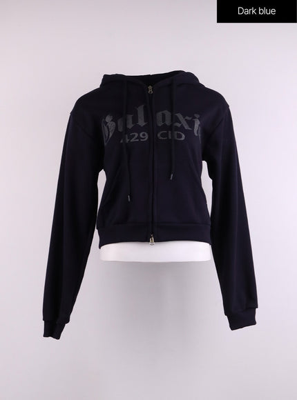 galaxy-lettering-zip-hoodie-with-drawstring-cj429 / Dark blue