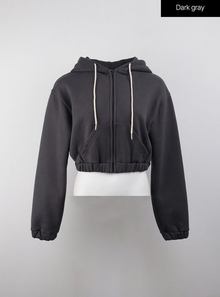 zip-up-crop-hoodie-jacket-cj409 / Dark gray
